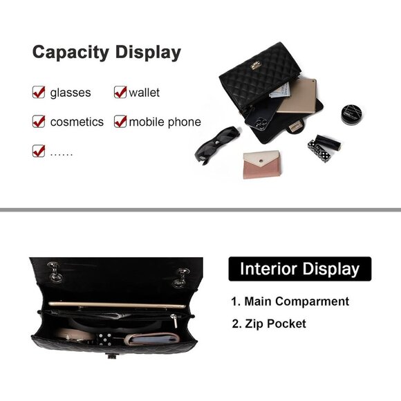 Women Black And Gold Imported Trendy Quilted Crossbody Shoulder Chain Bag - Picture 5 of 7